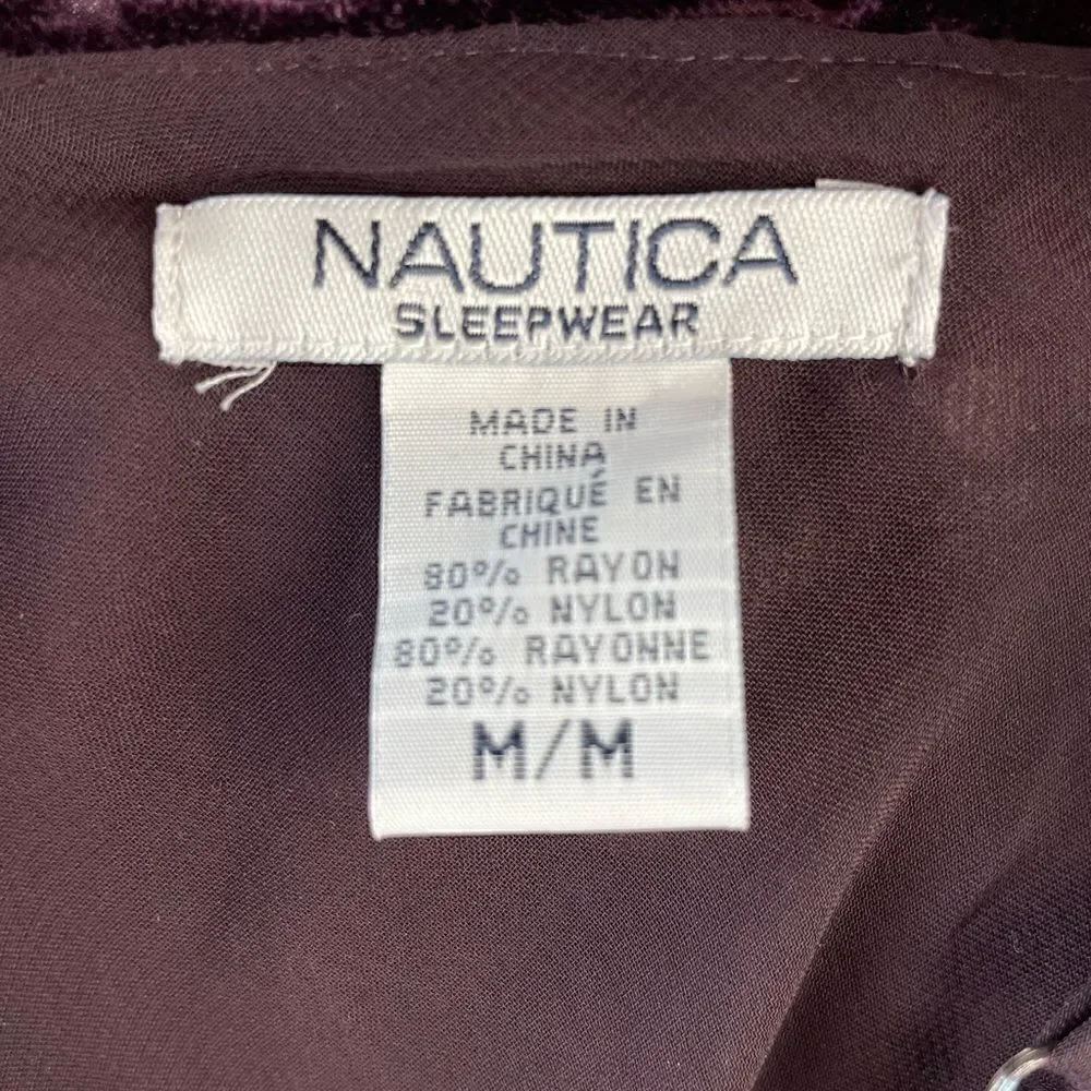 Nautica Purple Velour Nightie Size M EUC